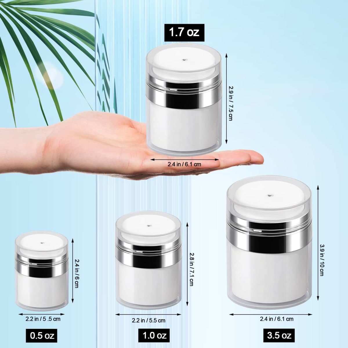 Airless Pump Jar - 1.0 Oz Air Pumps Container, Pump Moisturizer Container Empty Subpackage Makeup Jar Vacuum Bottle Dispenser thumbnail 4