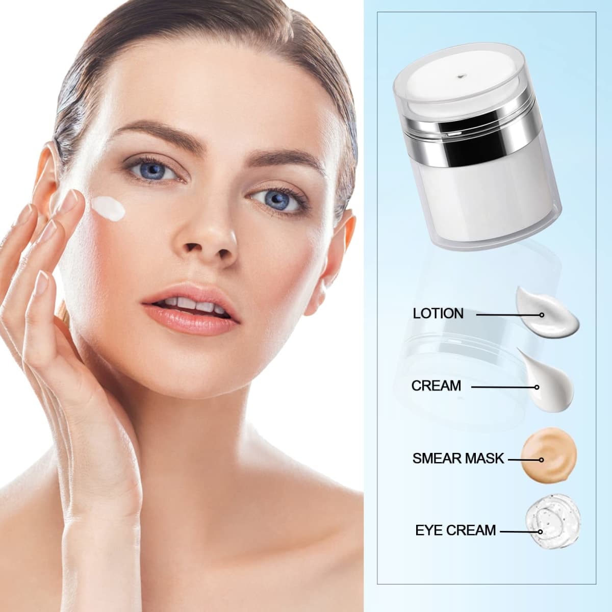 Airless Pump Jar - 1.0 Oz Air Pumps Container, Pump Moisturizer Container Empty Subpackage Makeup Jar Vacuum Bottle Dispenser thumbnail 5