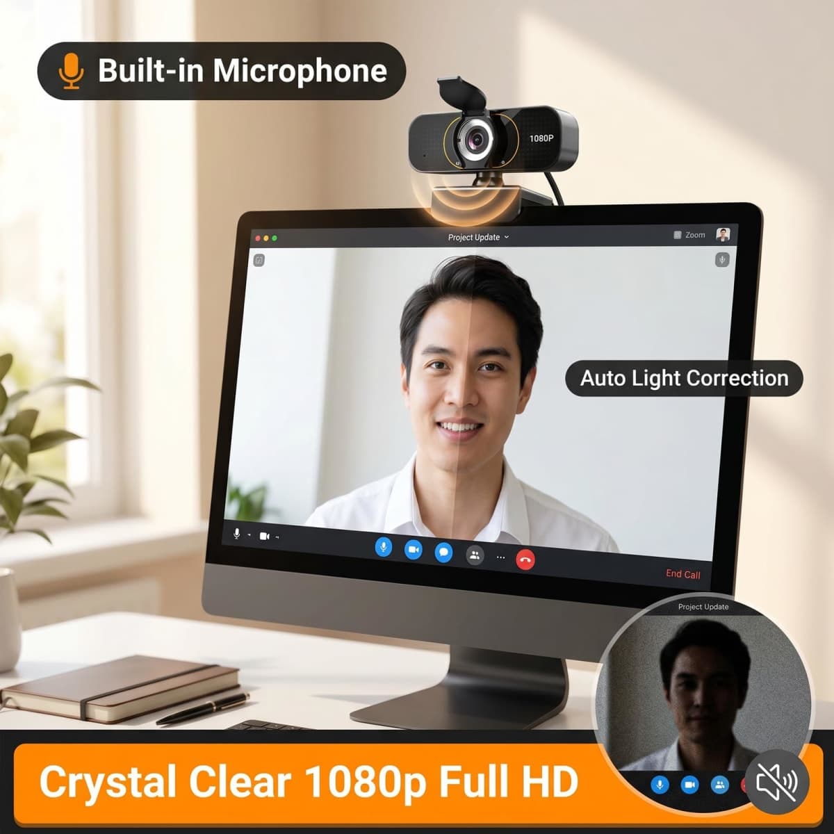 weishin 1080P Webcam for PC & Laptop with Microphone — Stay Connected thumbnail 2