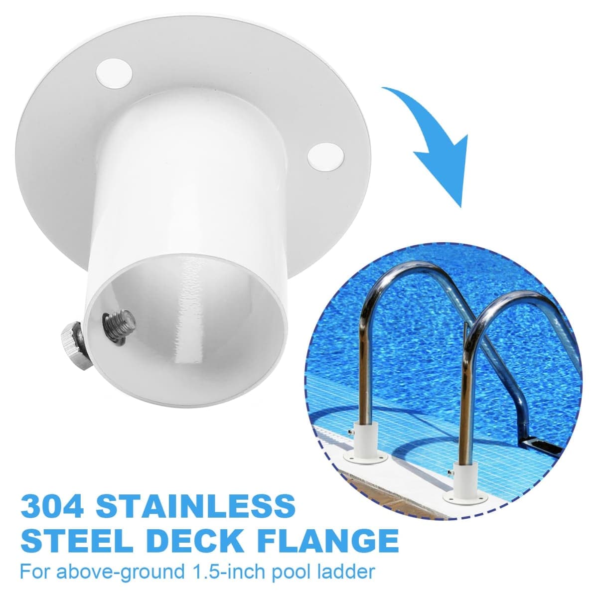 2 Pack Pool Ladder Brackets Deck Flanges, for Above Ground Pool Ladder 1.5" Also for Handrails Closet Rod Flange (Stainless Steel) thumbnail 4