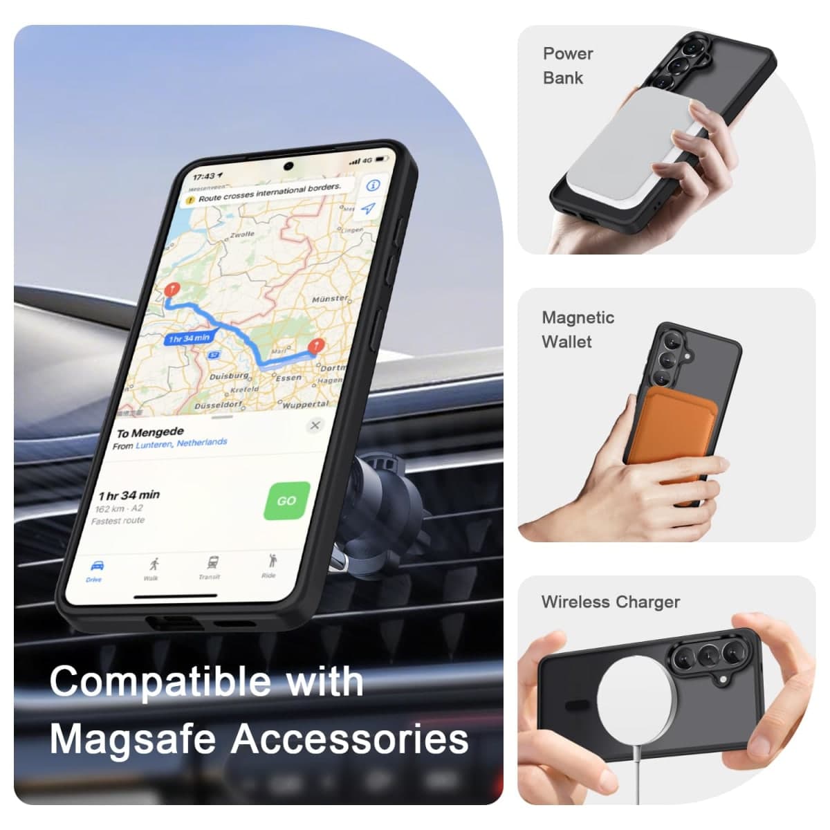 YENAPOON for Samsung Galaxy S26+ Plus Case, Matte Magnetic Phone Cover [2026 Upgraded] with 1 Screen Protector, Support for MagSafe, Shockproof Military Protection, Translucent Frosted Back, Black thumbnail 3