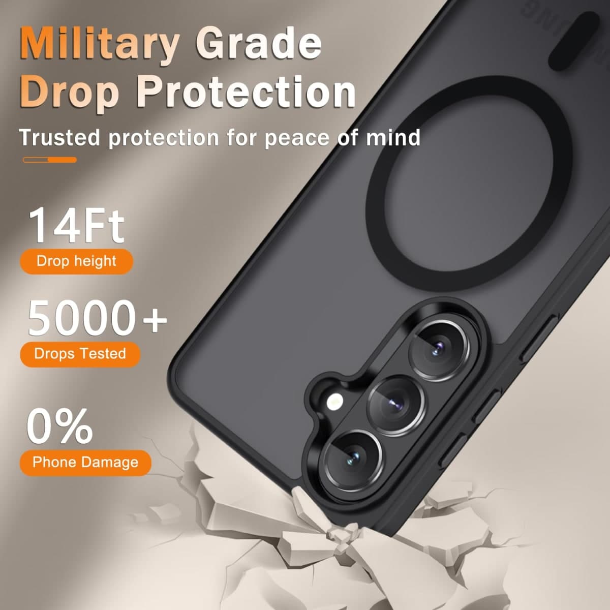 YENAPOON for Samsung Galaxy S26+ Plus Case, Matte Magnetic Phone Cover [2026 Upgraded] with 1 Screen Protector, Support for MagSafe, Shockproof Military Protection, Translucent Frosted Back, Black thumbnail 4