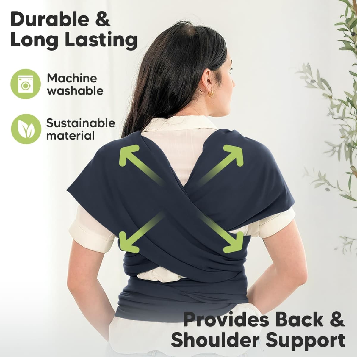 KeaBabies Baby Wrap Carrier - All in 1 Original Baby Carrier Newborn To Toddler Sling, Easy to Wear, Hands Free Bonding, Lightweight, Breathable Infant Wraps (Midnight) thumbnail 5