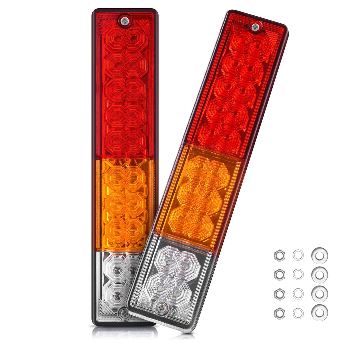 MICTUNING Truck Trailer RV Tail Lights Bar - DC 10-30V Super Bright Red-Amber-White Turn Signal Reverse Brake Running Lamp (2 Pack) — image 1