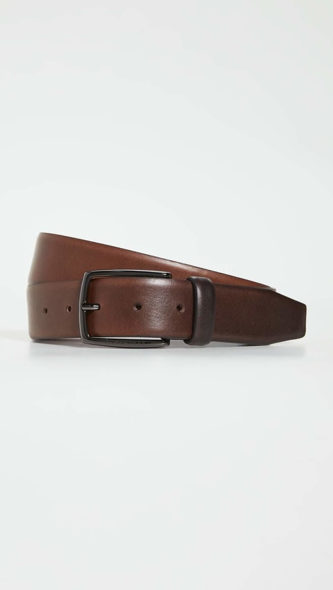 BOSS Men's Celie Italian Leather Belt, Chestnut, 36 thumbnail 2