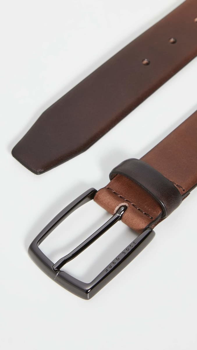 BOSS Men's Celie Italian Leather Belt, Chestnut, 36 thumbnail 3