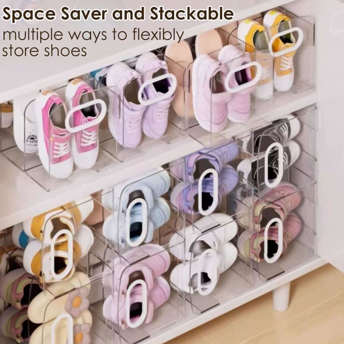 DBYANAN Acrylic Kids Shoe Rack for Closet 2 Pack Toddler Shoe Storage 4 Sections Kids Shoes Organizer Baby Shoe Rack Organizer Clear Small Shoe Shelf for Closet Entryway thumbnail 2