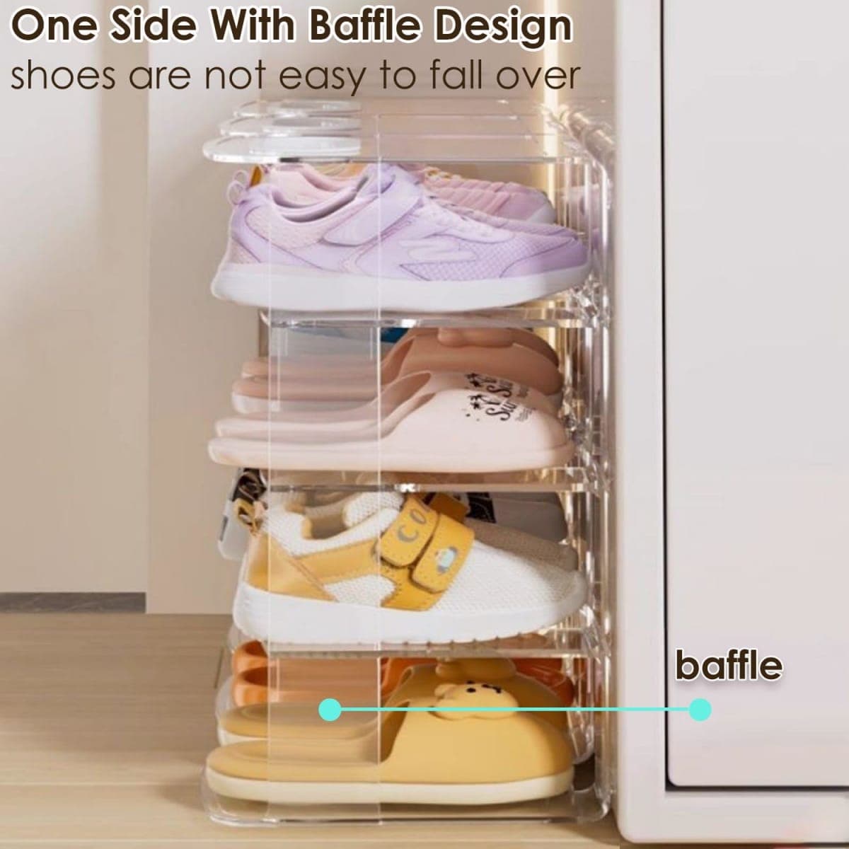 DBYANAN Acrylic Kids Shoe Rack for Closet 2 Pack Toddler Shoe Storage 4 Sections Kids Shoes Organizer Baby Shoe Rack Organizer Clear Small Shoe Shelf for Closet Entryway thumbnail 3