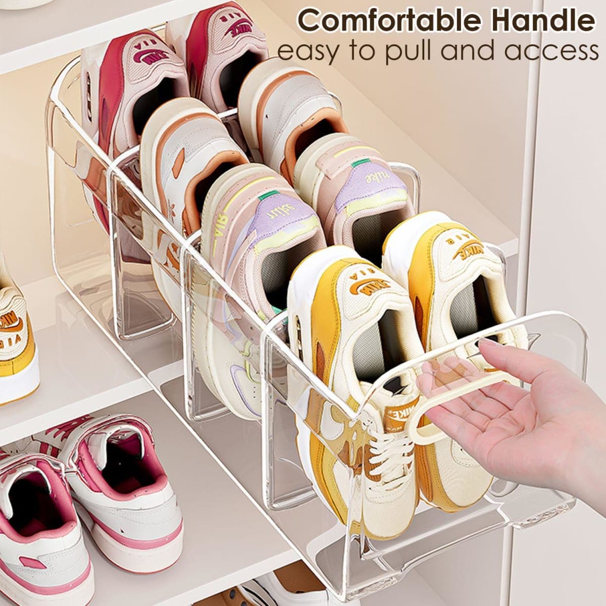 DBYANAN Acrylic Kids Shoe Rack for Closet 2 Pack Toddler Shoe Storage 4 Sections Kids Shoes Organizer Baby Shoe Rack Organizer Clear Small Shoe Shelf for Closet Entryway thumbnail 4