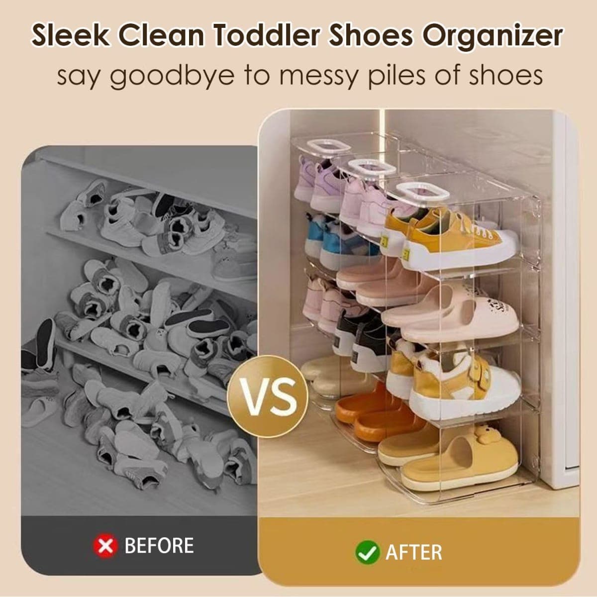 DBYANAN Acrylic Kids Shoe Rack for Closet 2 Pack Toddler Shoe Storage 4 Sections Kids Shoes Organizer Baby Shoe Rack Organizer Clear Small Shoe Shelf for Closet Entryway thumbnail 5