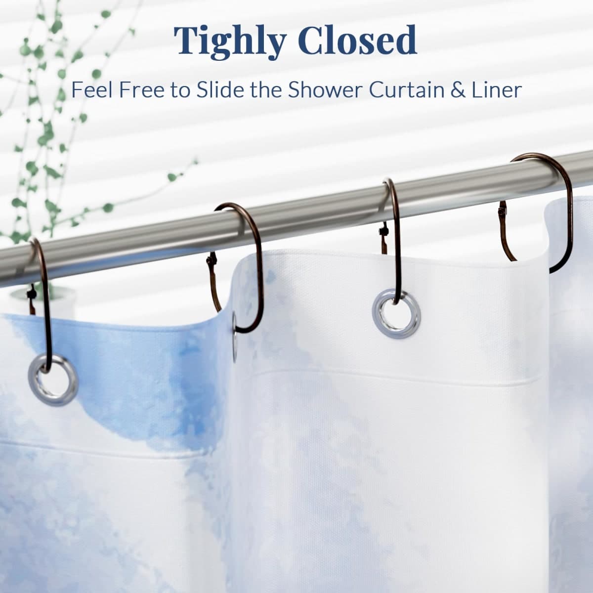 Bathway Shower Curtain Rings, Shower Curtain Hooks Bronze Curtain Rings 12 Pcs Anti-Drop Shower Rings for Curtain, Metal Shower Curtain Rings Rust Proof, Shower Hooks for Shower Curtain Rod thumbnail 3