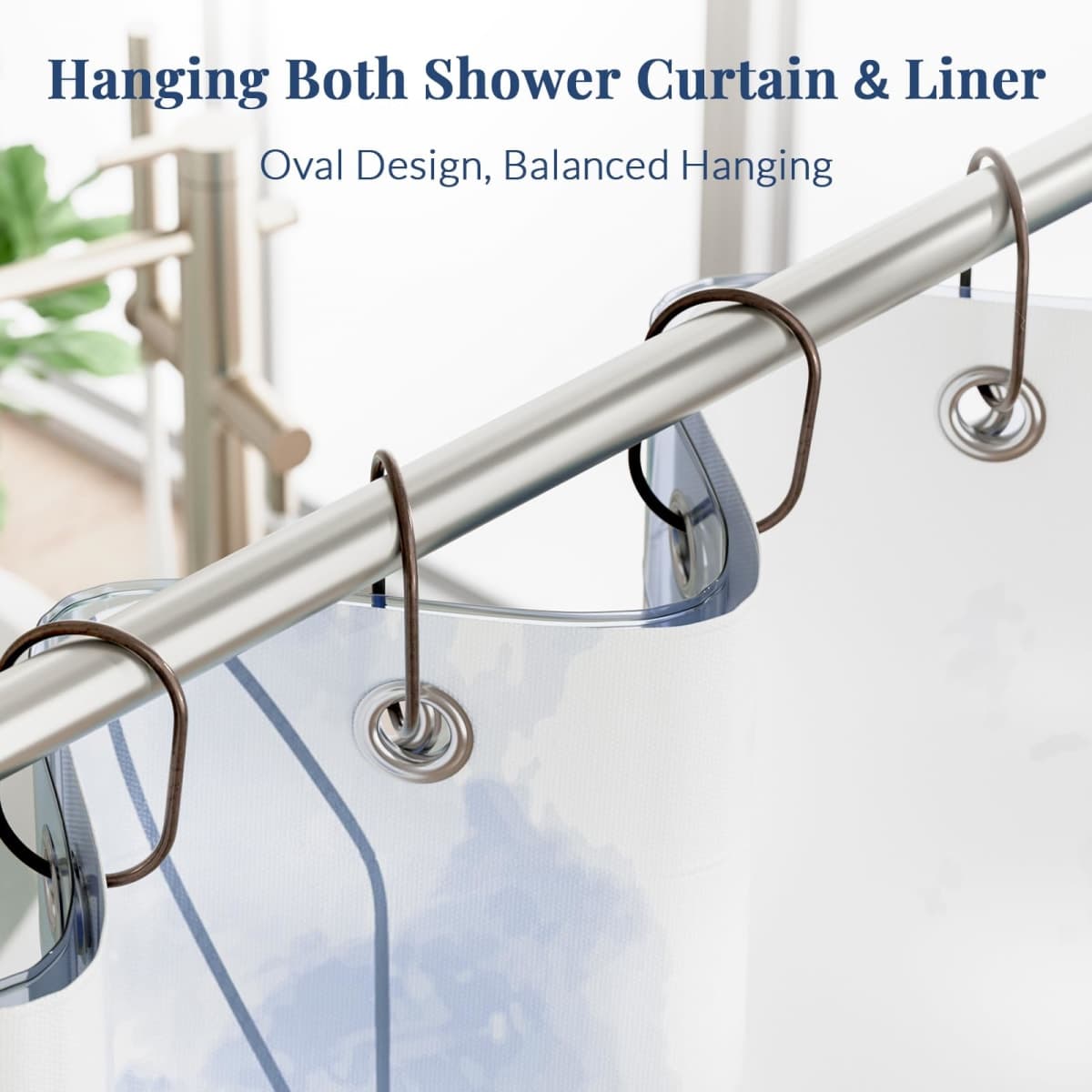 Bathway Shower Curtain Rings, Shower Curtain Hooks Bronze Curtain Rings 12 Pcs Anti-Drop Shower Rings for Curtain, Metal Shower Curtain Rings Rust Proof, Shower Hooks for Shower Curtain Rod thumbnail 4
