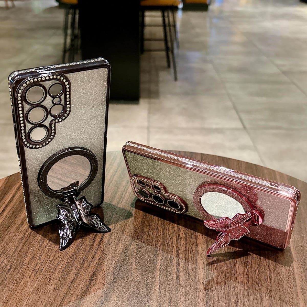 Changjia for Samsung Galaxy Ultra Magnetic Glitter Case,[Compatible with MagSafe] Bling Sparkly Diamond with Camera Protector&Butterfly Kickstand&Makeup Mirror Women Girl Case for Ultra,Purple thumbnail 4
