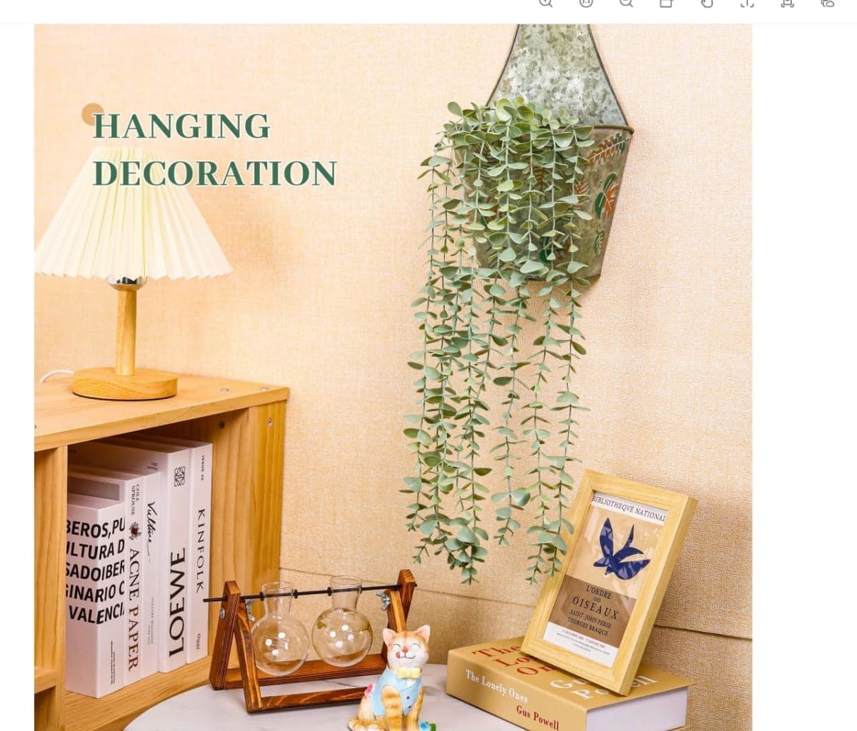 Der Rose Fake Hanging Plants for Bathroom Shelf Wall Decor Indoor 1 Pack thumbnail 4