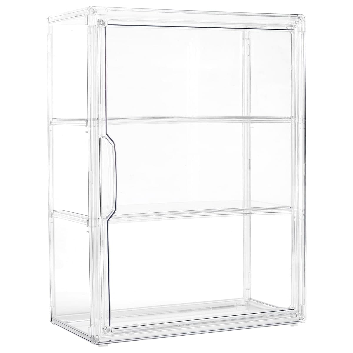 Acrylic Display Case for Collectibles 3 Tier Figure Display Case with 2 Movable Plates Clear Display Cases for Figures with Magnetic Door Tall Display Box, 1 Pack — image 1