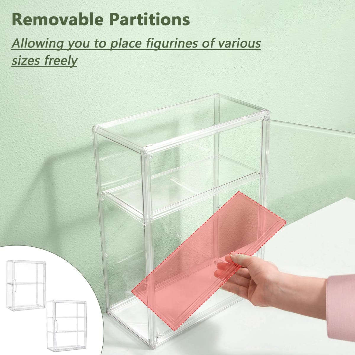 Acrylic Display Case for Collectibles 3 Tier Figure Display Case with 2 Movable Plates Clear Display Cases for Figures with Magnetic Door Tall Display Box, 1 Pack thumbnail 3