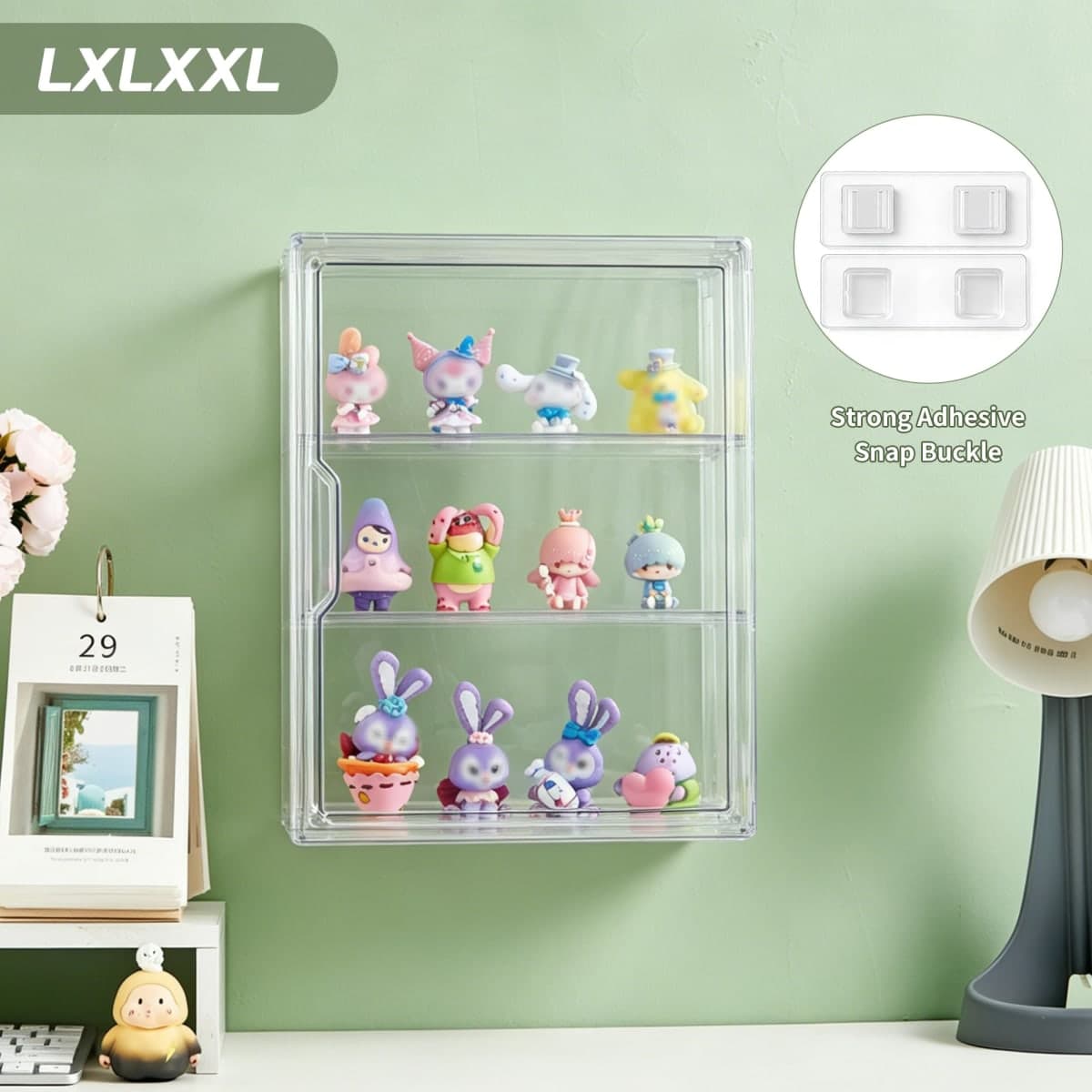 Acrylic Display Case for Collectibles 3 Tier Figure Display Case with 2 Movable Plates Clear Display Cases for Figures with Magnetic Door Tall Display Box, 1 Pack thumbnail 4