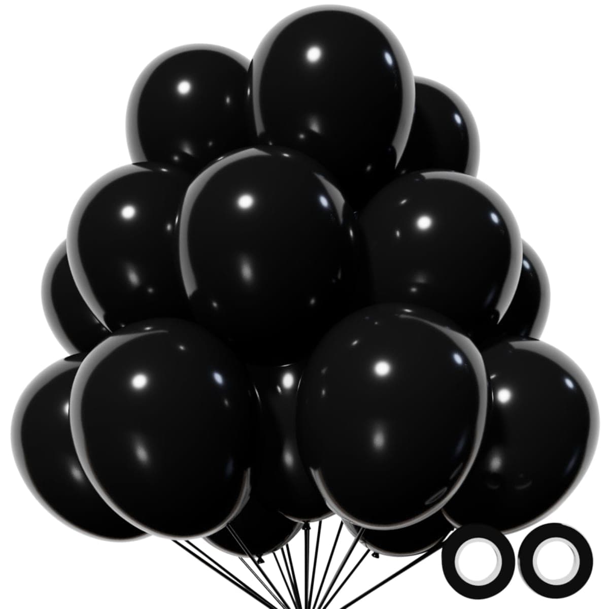 110pcs Black Balloon 12 inch, Black Latex Balloons for Birthday Party Baby Shower Wedding(with 2 Ribbons). — image 1