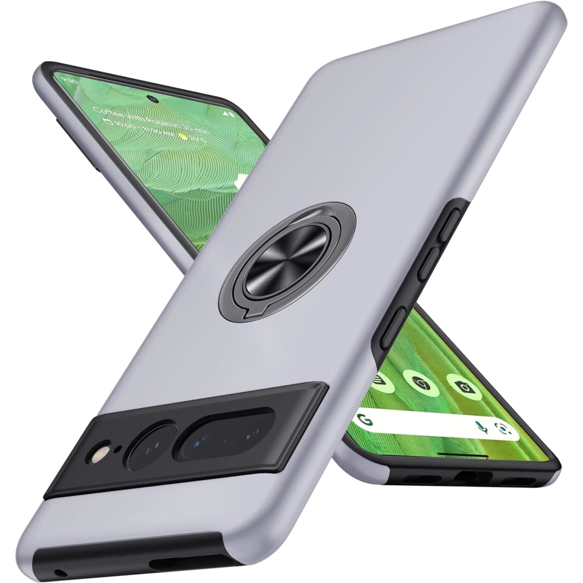 JAME for Google Pixel 7 Case, Slim Fit Case with Invisible Ring Kickstand, Military Grade Drop Tested Dual Layer Shockproof Protective Phone Case for Pixel 7 6.7", Silver — image 1