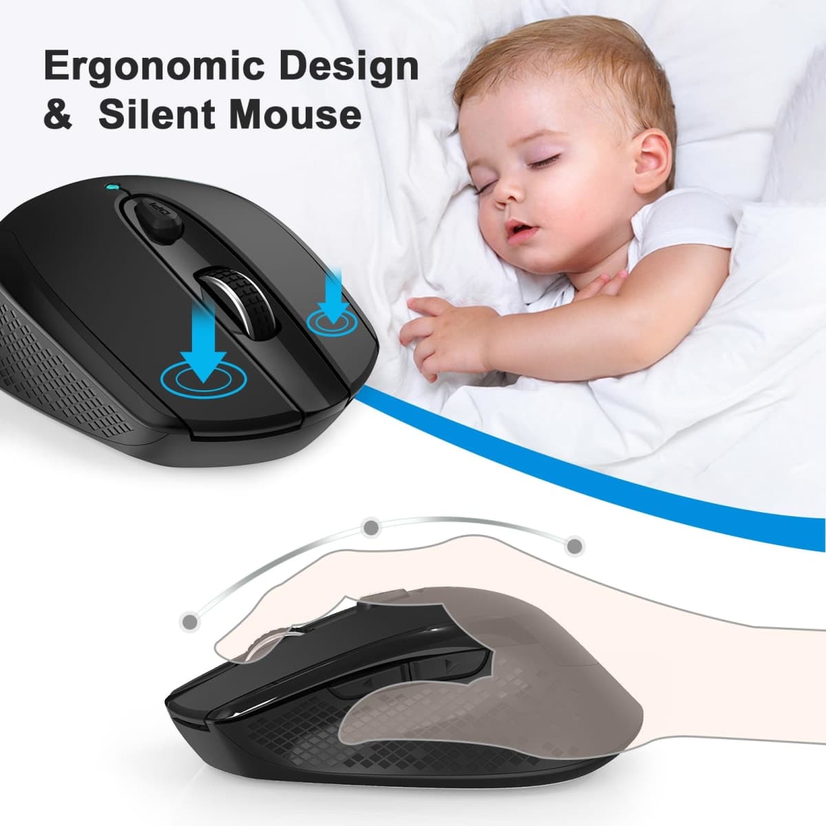 RaceGT Type C Wireless Computer Mouse, 2.4G Silent Cordless Mouse for Laptop, USB C Mouse with 6 Buttons and 3 Adjustable DPI for Laptop, Deskbtop, MacBook, PC thumbnail 5