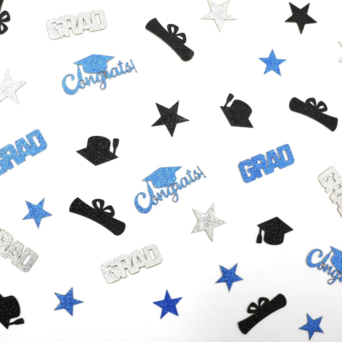 Vofrise 200PC Glitter Graduation Confetti 2026 Blue Graduation Decorations Grad Cap Star Congrats Grad Table Scatter for Grad Party Decorations 2026 — image 1