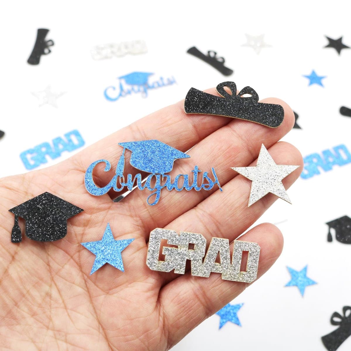 Vofrise 200PC Glitter Graduation Confetti 2026 Blue Graduation Decorations Grad Cap Star Congrats Grad Table Scatter for Grad Party Decorations 2026 thumbnail 2