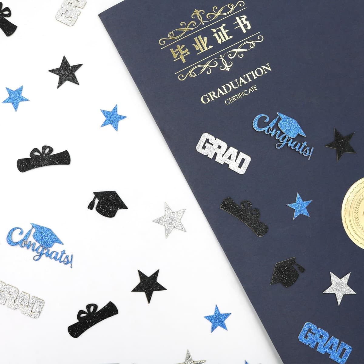 Vofrise 200PC Glitter Graduation Confetti 2026 Blue Graduation Decorations Grad Cap Star Congrats Grad Table Scatter for Grad Party Decorations 2026 thumbnail 3