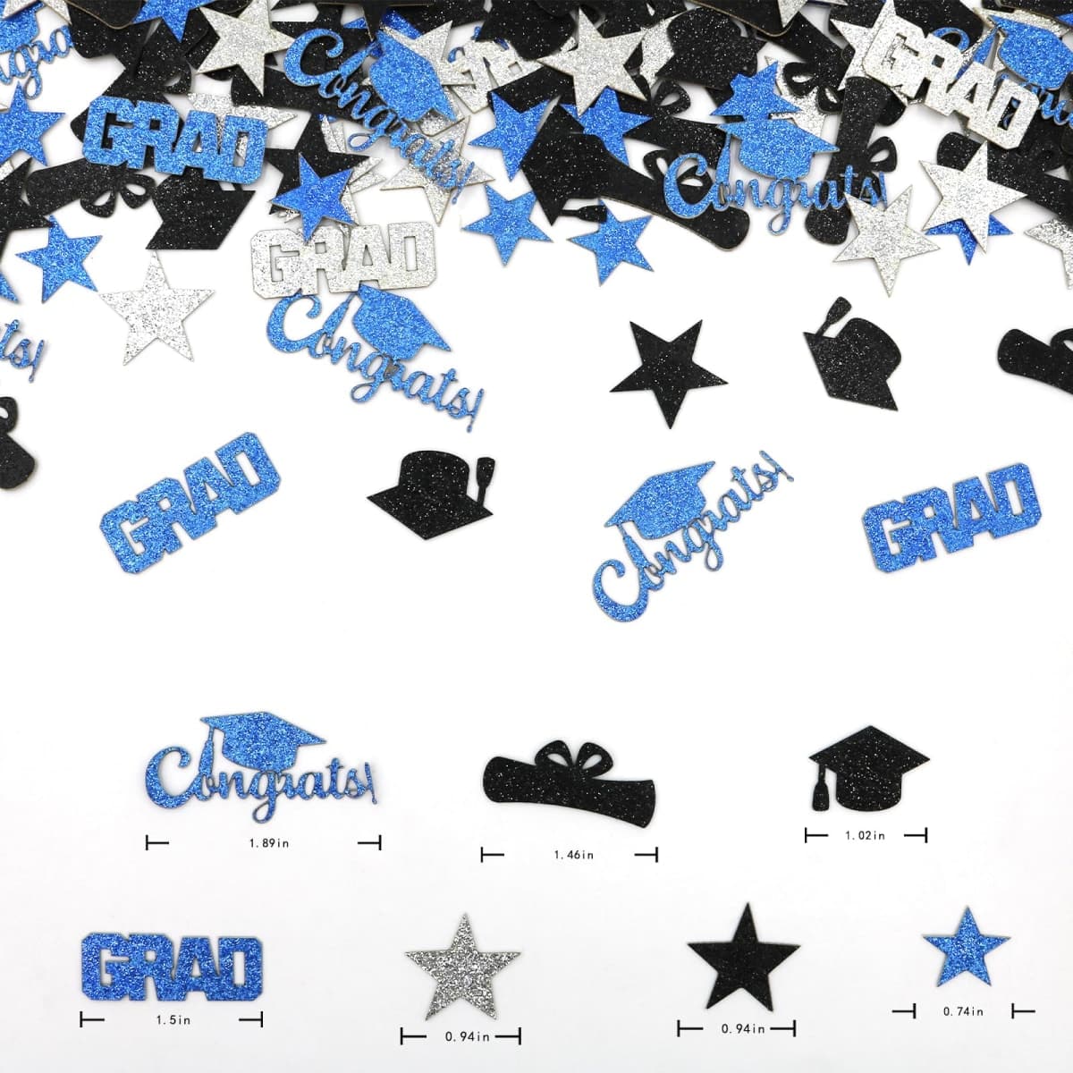 Vofrise 200PC Glitter Graduation Confetti 2026 Blue Graduation Decorations Grad Cap Star Congrats Grad Table Scatter for Grad Party Decorations 2026 thumbnail 5