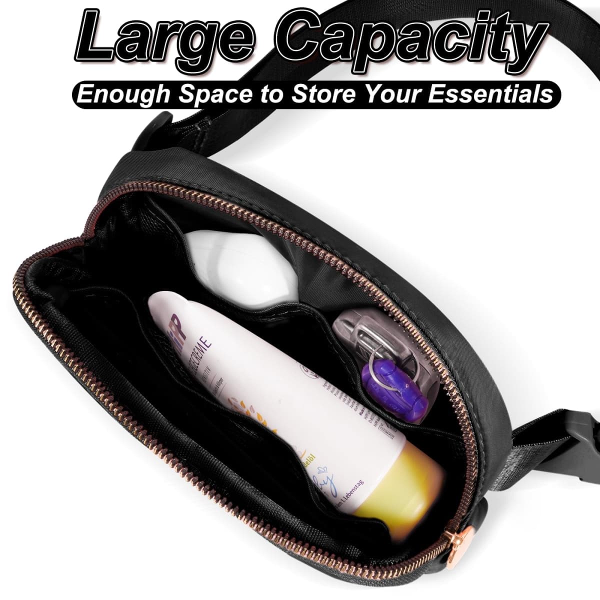 Uygafly Small Waist Fanny Pack Belt Bag for Girls Women Crossbody with Initial, Black, 5 inches, K thumbnail 2