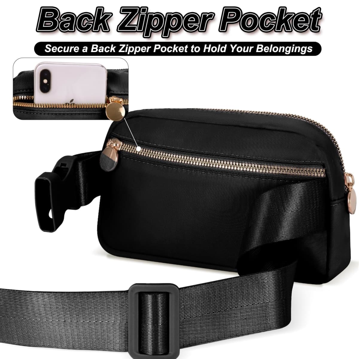 Uygafly Small Waist Fanny Pack Belt Bag for Girls Women Crossbody with Initial, Black, 5 inches, K thumbnail 3