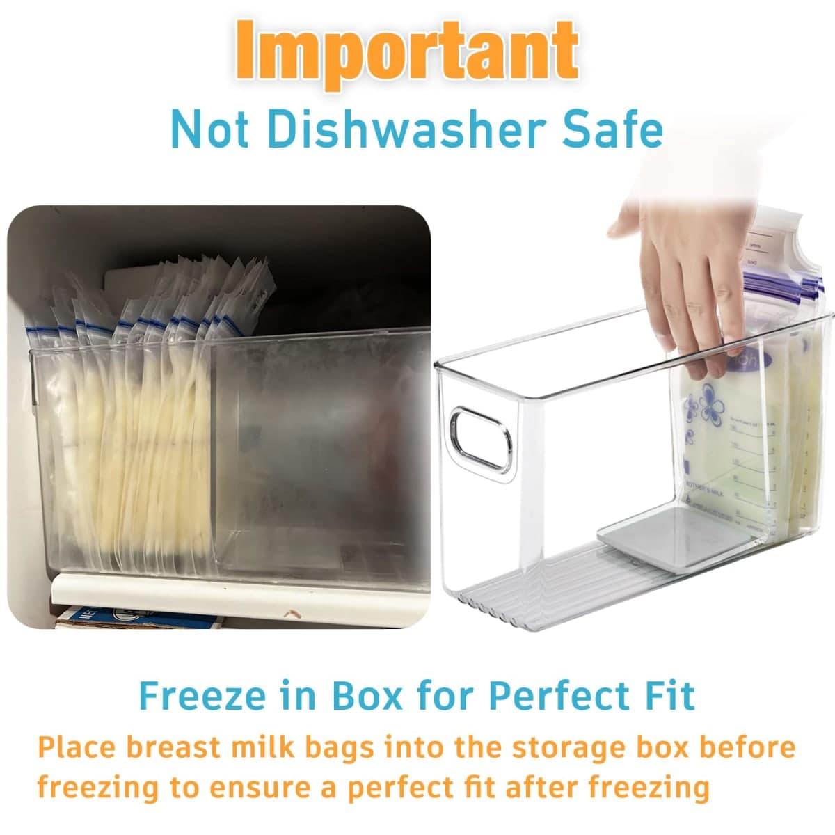 Ugotfeels Breastmilk Storage Container with L Shaped Separator Boards, Dividers Will Flatten Standing Breast Milk Bags in Organizer Bins Save Refrigerator Space | 2 Containers - Green thumbnail 2