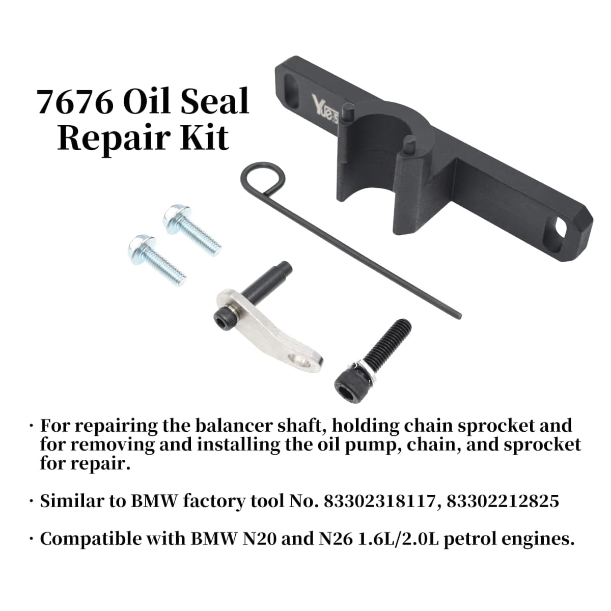 Yuesstloo 2801 Flywheel Holder Flex Plate Lock Tool & 7676 Oil Seal Repair Kit with Balance Shaft & Oil Pump Alignment Tool Set, Compatible with BMW N20 N26 Engines thumbnail 2