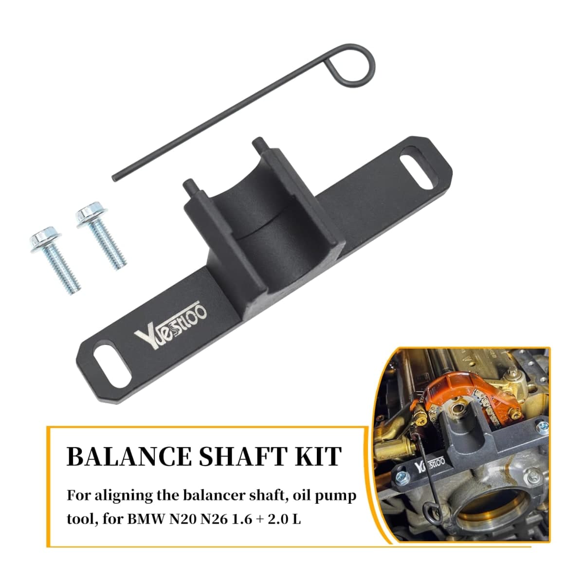 Yuesstloo 2801 Flywheel Holder Flex Plate Lock Tool & 7676 Oil Seal Repair Kit with Balance Shaft & Oil Pump Alignment Tool Set, Compatible with BMW N20 N26 Engines thumbnail 3