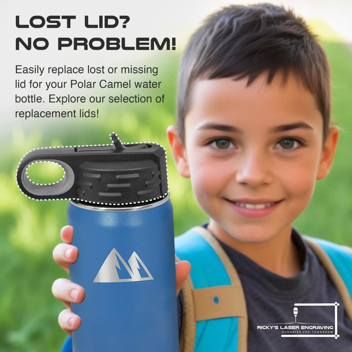 Polar Camel Lid Replacement (40oz 32oz 20oz 12oz) - Water Bottle with Straw (2-Pack) for All Bottle Sizes thumbnail 2