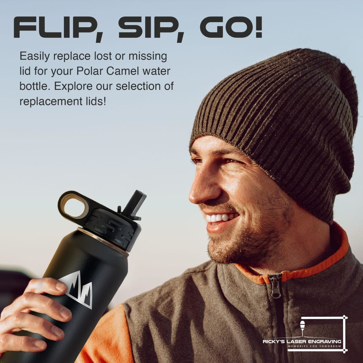 Polar Camel Lid Replacement (40oz 32oz 20oz 12oz) - Water Bottle with Straw (2-Pack) for All Bottle Sizes thumbnail 5