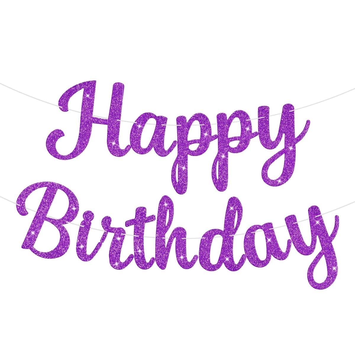 JHZMCRX Glitter Happy Birthday Banner Sig Birthday Garland Wall Door Banners Flag for Women Men Boys Girls Party Backdrop Decorations Purple — image 1