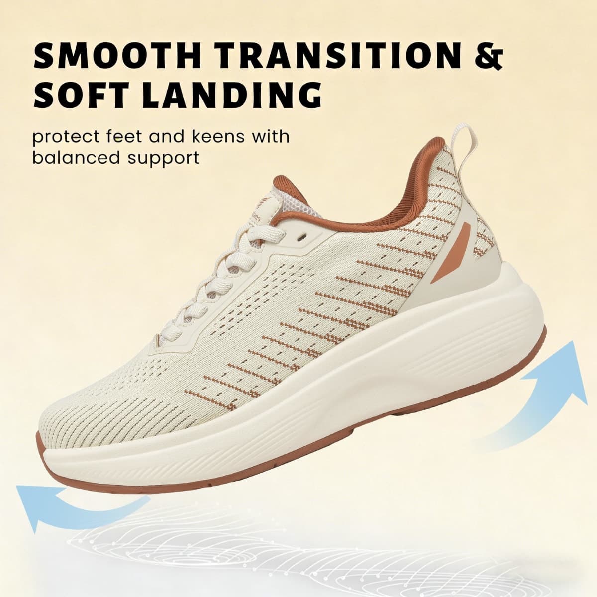 Wondamo Women's Walking Shoes Slip On Comfortable Rebound Running Tennis Shoes Lightweight Breathable Non Slip Supportive Casual Athletic Fashion Sneakers, Beige/Khaki, 7 thumbnail 4