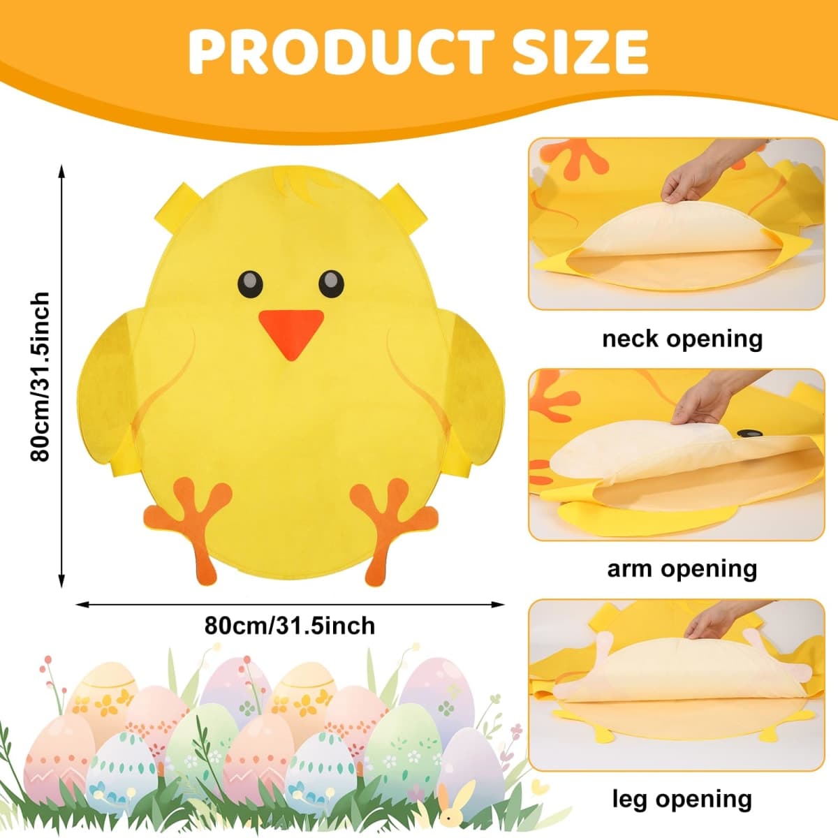 Benwanfee Easter Chick Costume Colorful Easter Chick Cosplay Clothing Costume Unisex Funny Easter Chick Outfit Egg Costume for Easter Day Yellow thumbnail 2