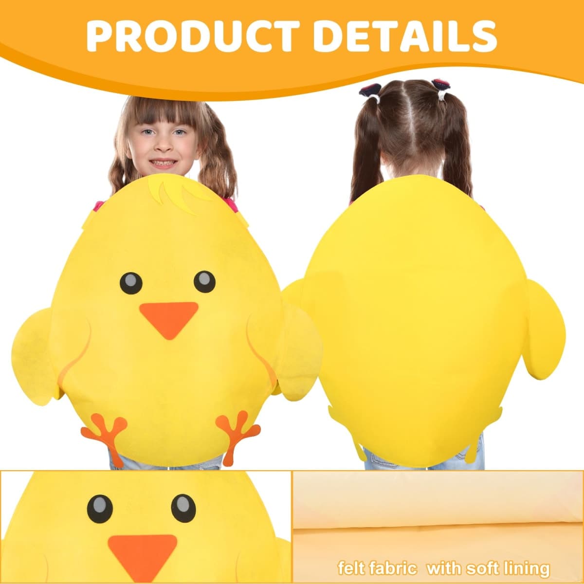 Benwanfee Easter Chick Costume Colorful Easter Chick Cosplay Clothing Costume Unisex Funny Easter Chick Outfit Egg Costume for Easter Day Yellow thumbnail 3