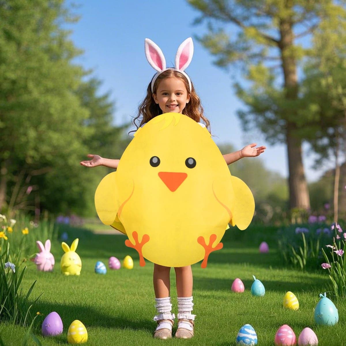 Benwanfee Easter Chick Costume Colorful Easter Chick Cosplay Clothing Costume Unisex Funny Easter Chick Outfit Egg Costume for Easter Day Yellow thumbnail 4
