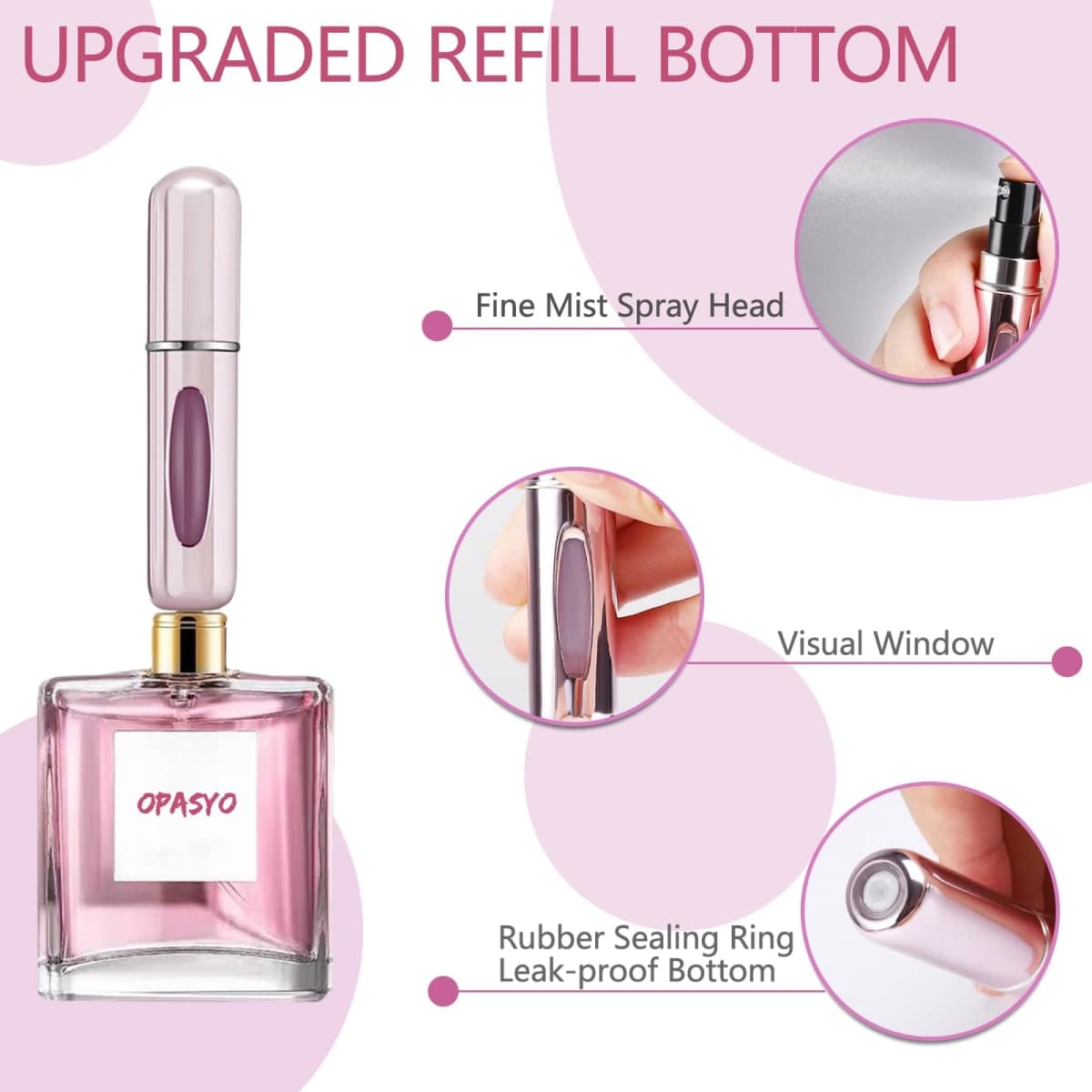 Portable Mini Refillable Perfume Atomizer Bottle, Travel Size Refillable Perfume Refill Bottle - Perfume Atomizer Refillables, Scent Pump Case, Small Perfume Spray Bottle 4 Pcs Pack of 5 ml thumbnail 4