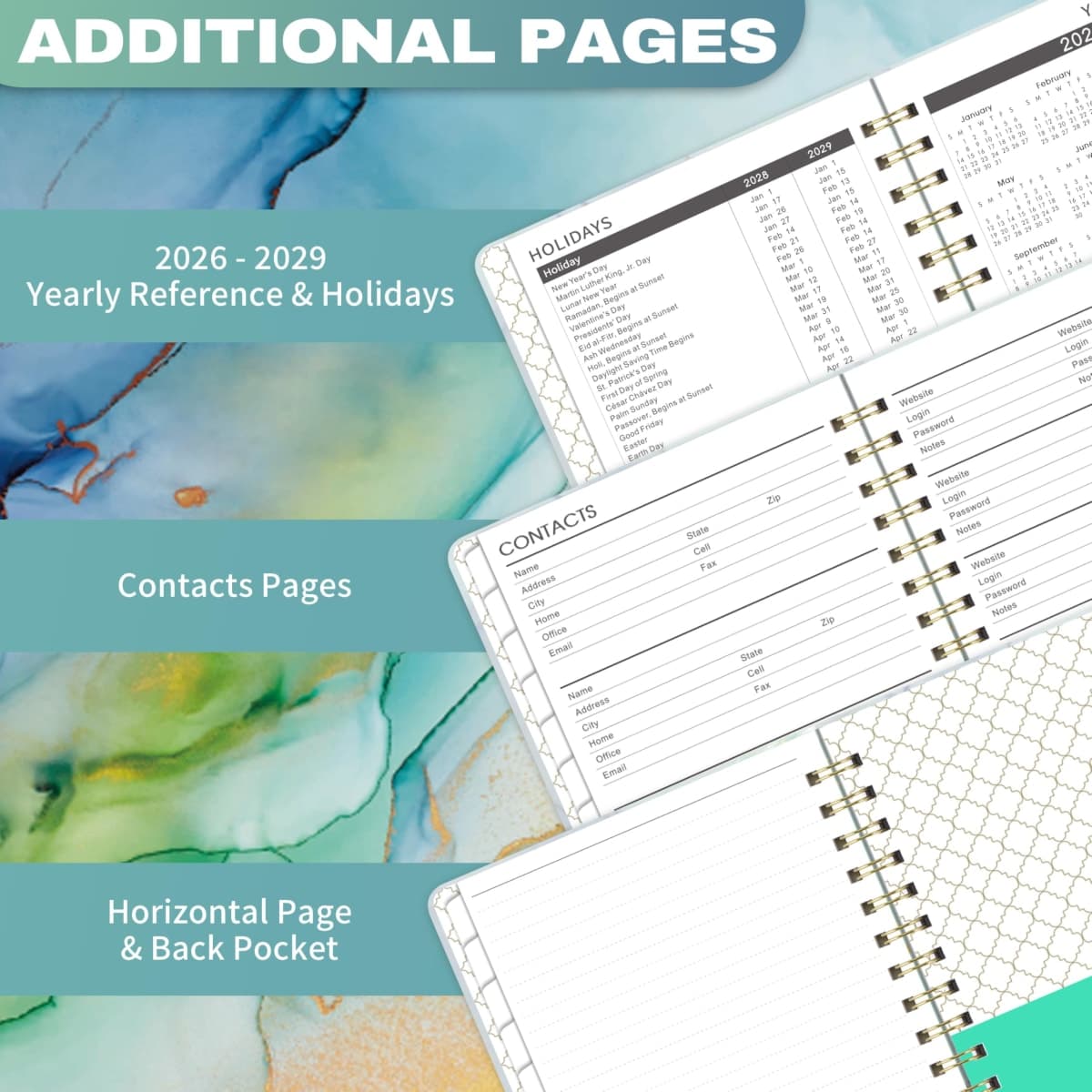 2026-2029 Monthly Planner - 3 Year Monthly Planner 2026-2029 with Monthly Tabs, Jul. 2026 - Jun. 2029, 6.3" x 8.4", 26-29 Monthly Calendar - Green thumbnail 4