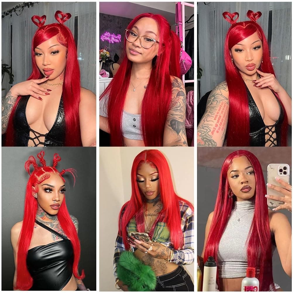RED Clip in Hairs Extensions Human Hair, Light RED Straight Remy Human Hairs Extensions Clip ins for Women, 30 Inch 120g 7Pcs thumbnail 2