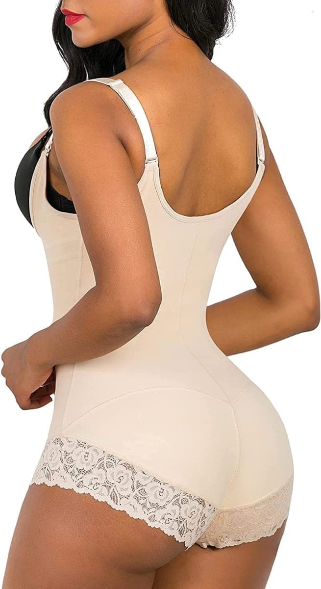 SHAPERX Shapewear for Women Waist Trainer Firm Tummy Control Fajas Bodysuit Open Bust Zipper Corset,CA-SZ7200-Beige-3XL thumbnail 2