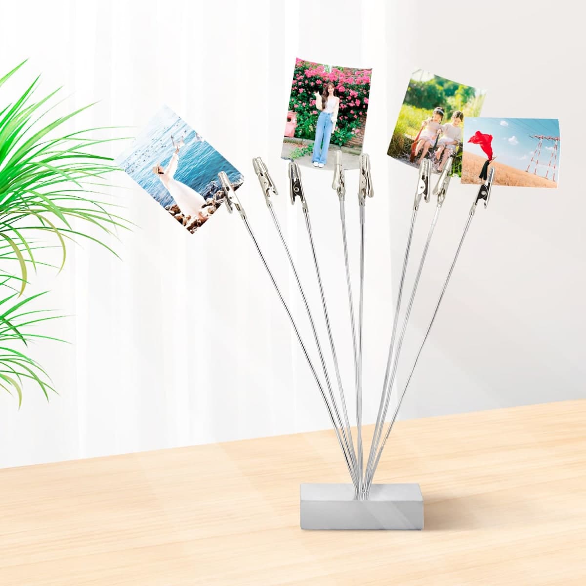 Maptipjoy Photo Holder Tree Clip Cube Base, 8 Branches Picture Frame for Money Trees with Clips, Christmas Gift Card Holder, Wedding, Congratulation, Birthday, Silver thumbnail 5
