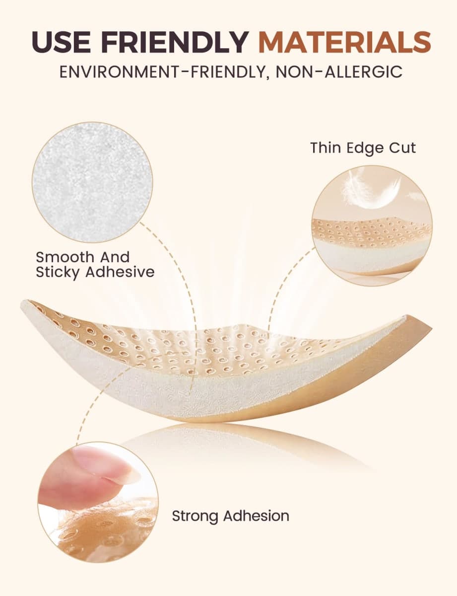 candyfouse Sticky Strapless Reusable Push Up Bra for Women, Nude, 30A thumbnail 4