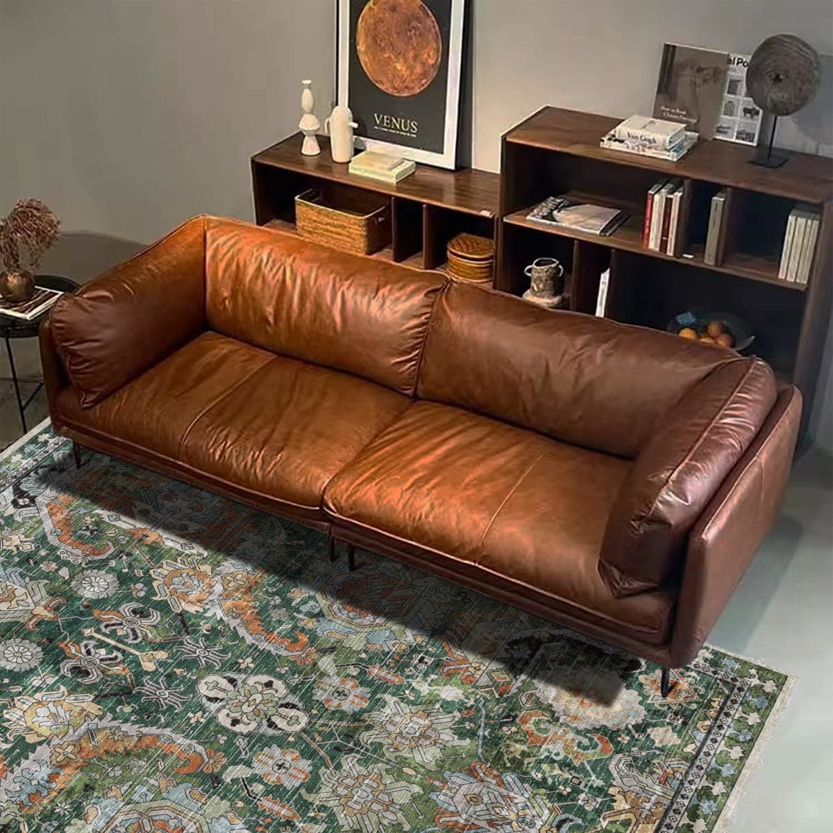 RUGSURE Washable Area Rugs - Perfect for Living Room, Bedroom, Kids Room, Nursery - Stain & Water Resistant Non-Slip, Pet & Child Friendly, Vintage Tribal Area Rugs (Green, 6' x 9') thumbnail 5