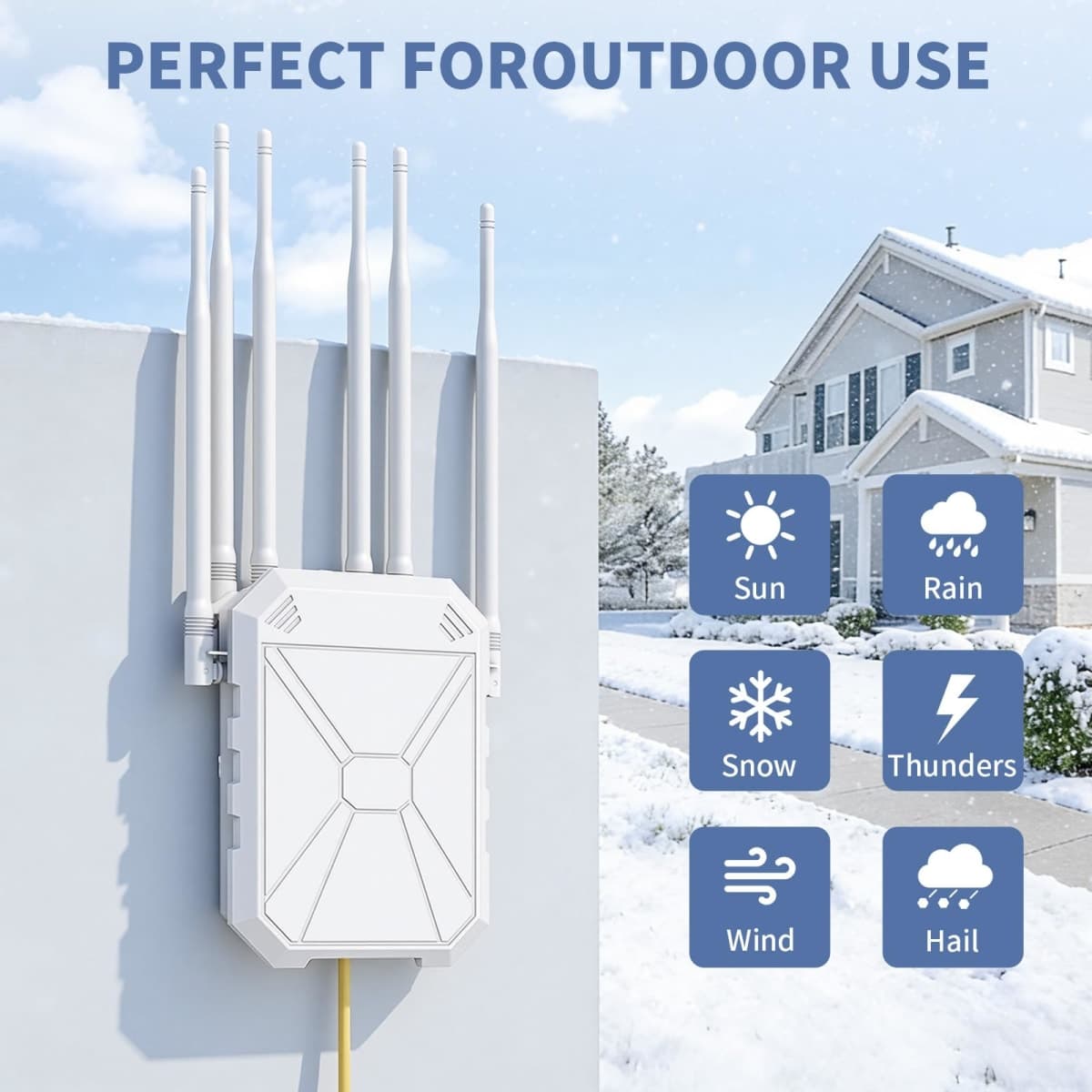 Outdoor WiFi Extender AX1800, Outdoor High Power Long Range WiFi Booster with 6 Antennas, Dual Band Outdoor Access Point Gigabit Port, WiFi Extenders Booster for Backyard, Garage, Farm, Pool thumbnail 5