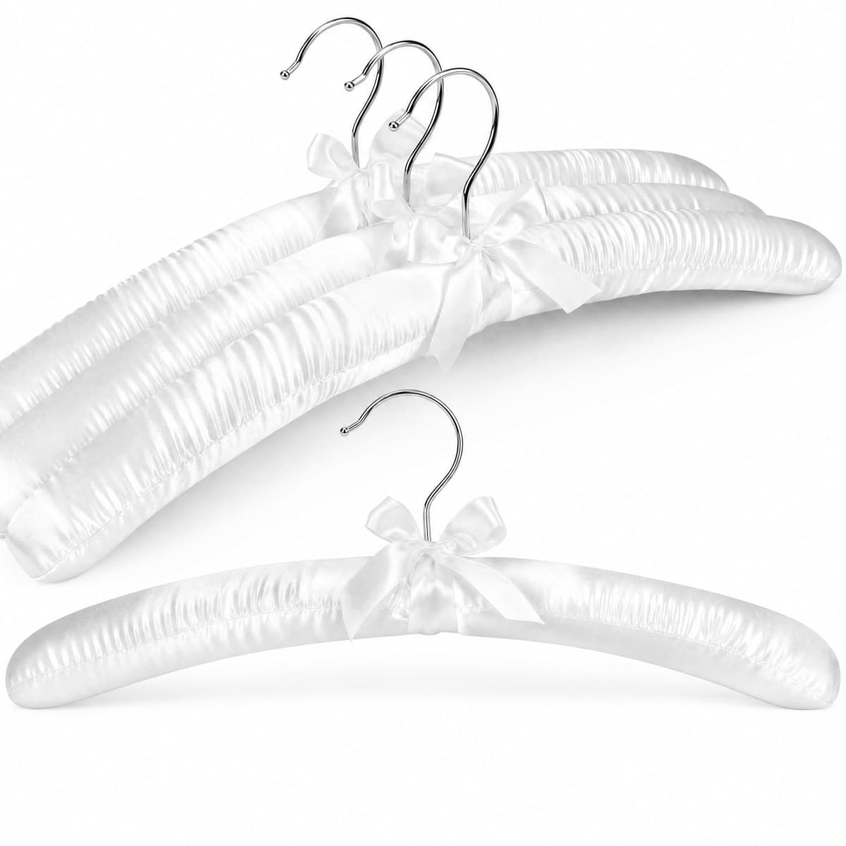 HOUSE DAY 17 Inch Satin Padded Hangers, 4 Pack Silk Clothes Hangers - White — image 1