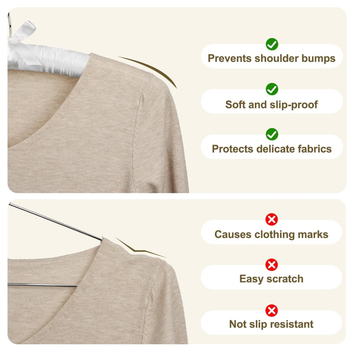 HOUSE DAY 17 Inch Satin Padded Hangers, 4 Pack Silk Clothes Hangers - White thumbnail 4